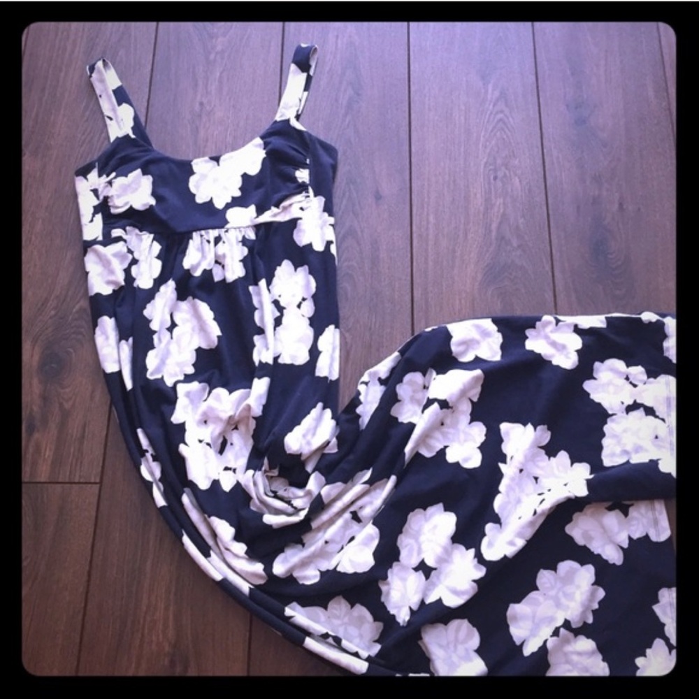 Loft Navy Floral Maxi Dress XS